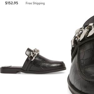 Tony bianco black snake leather flat mules